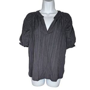 Current Air Womens S Charcoal Gray Textured Ruffle Sleeve Blouse Boho Peasant